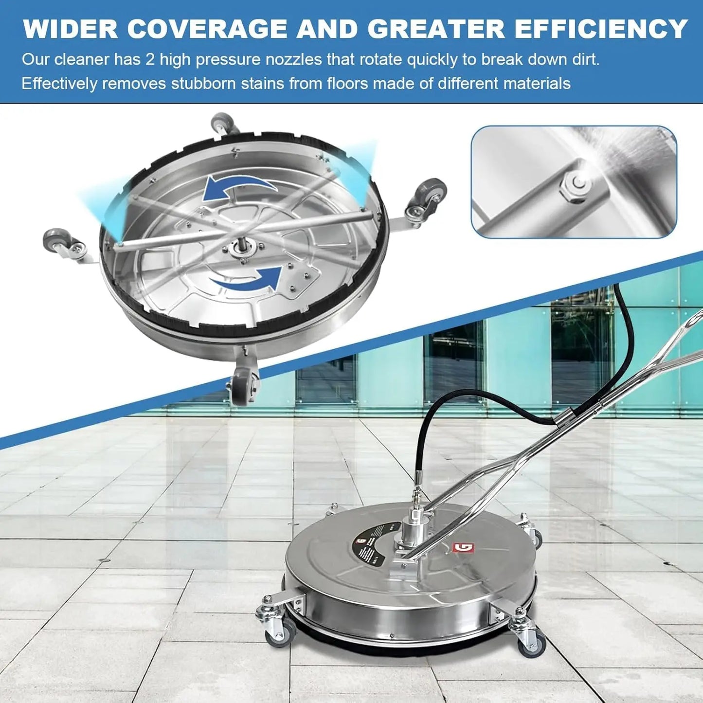 HiMISS 4600 PSI Surface Cleaner For Pressure Washer With Wheels