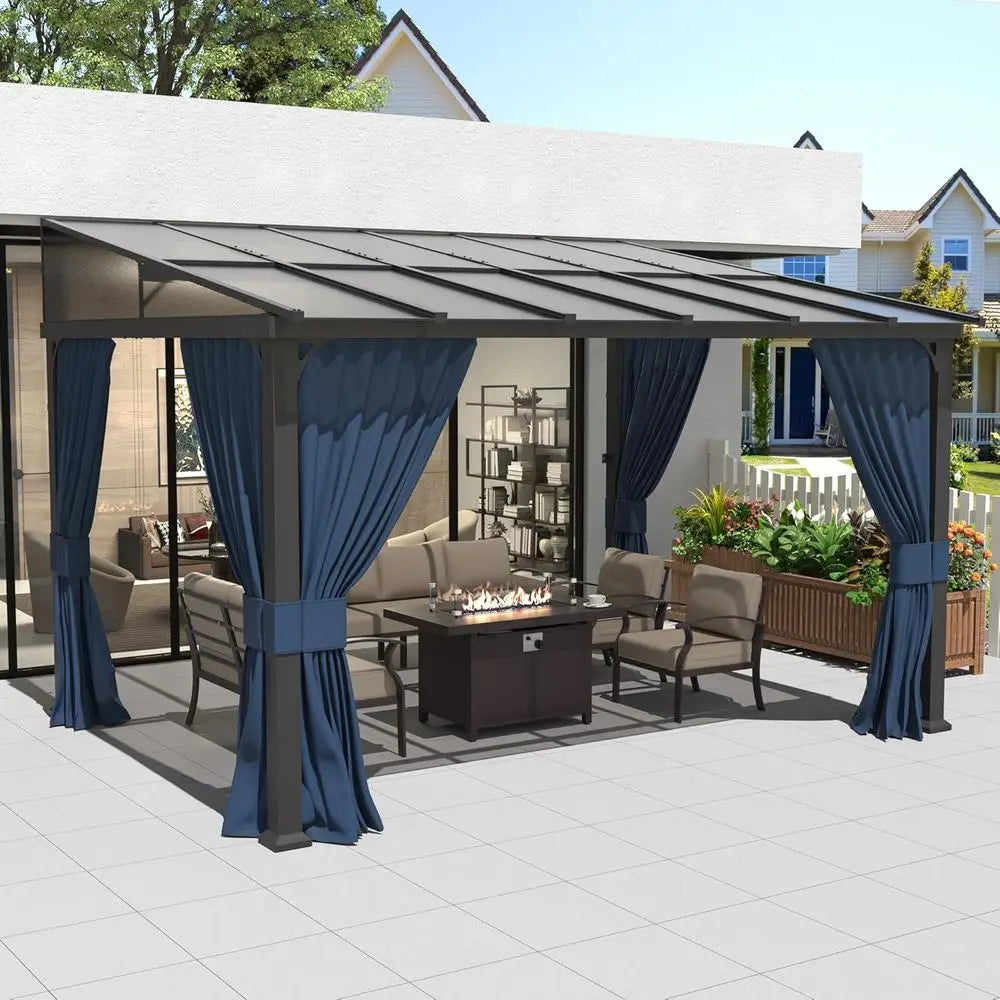 Outdoor Hardtop Gazebo With Sloped Roof For Patio And Backyard