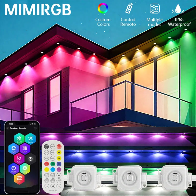 MIMIRGB Outdoor Eaves LED Light String Waterproof Bluetooth Smart DIY Modes