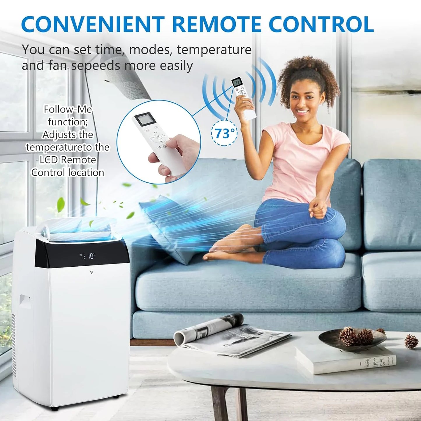 Adoolla 3in1 Portable Air Conditioner With Dehumidifier And Remote