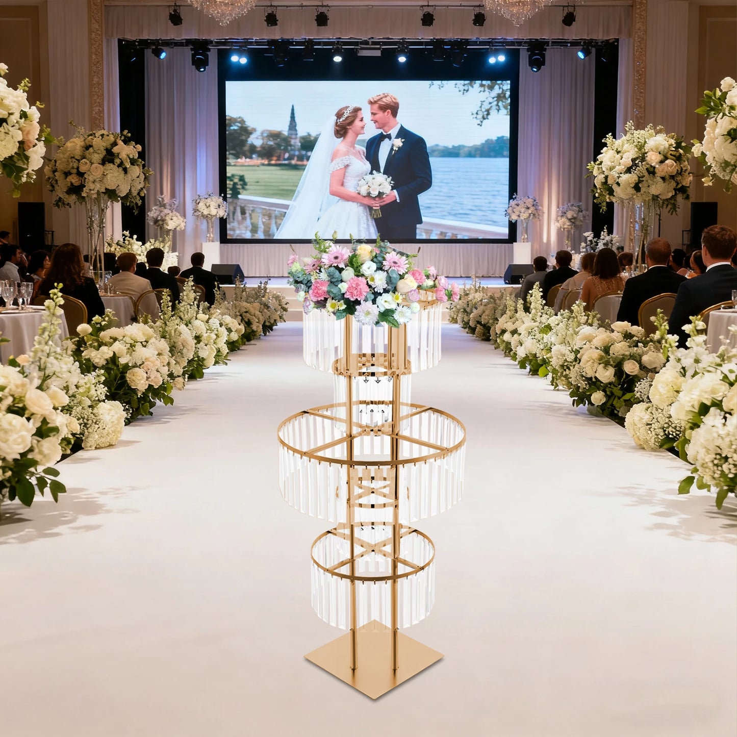 Five Tier Round Flower Stand For Wedding Centerpieces And Hotels
