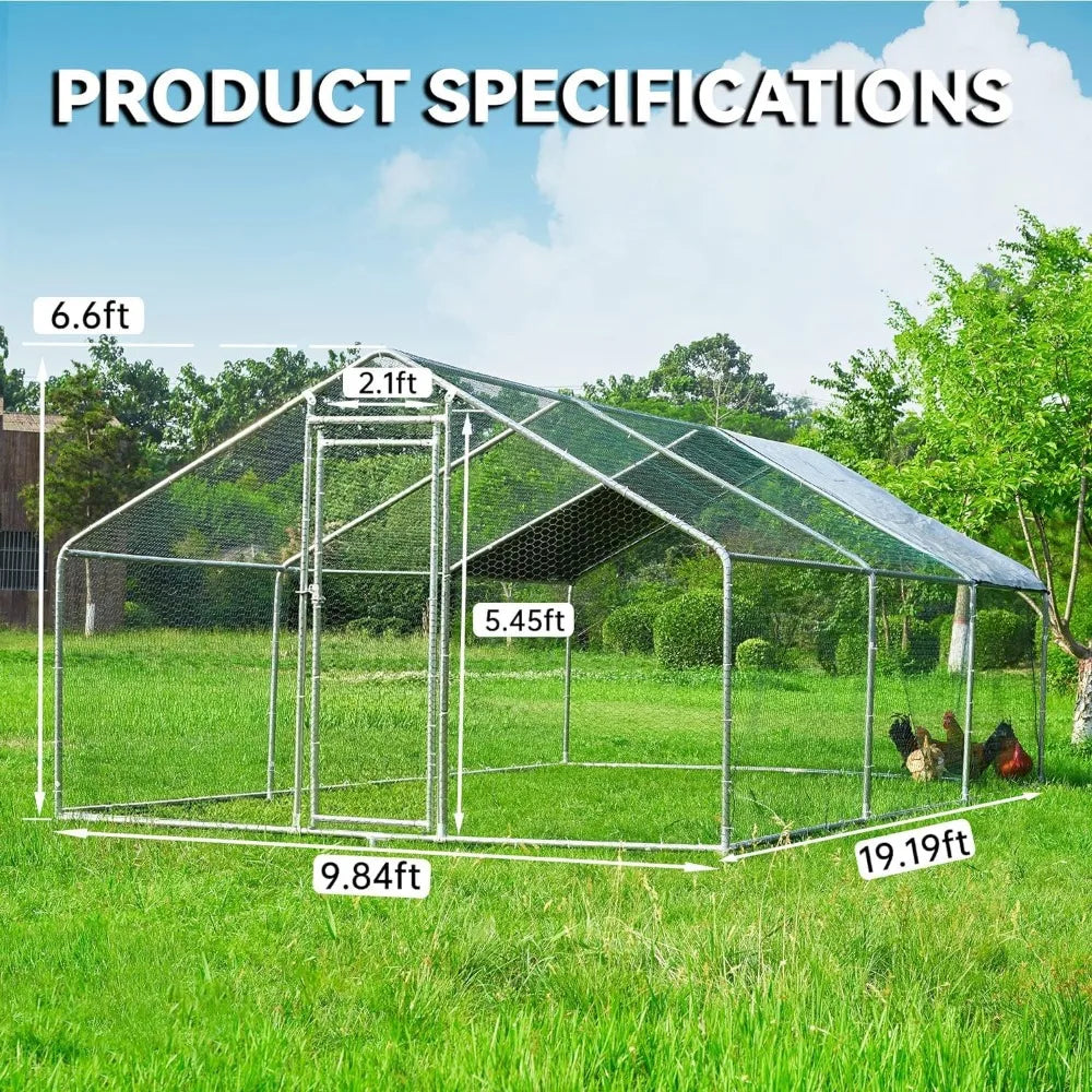 Galvanized Outdoor Chicken Coop With Run Walk In Pen