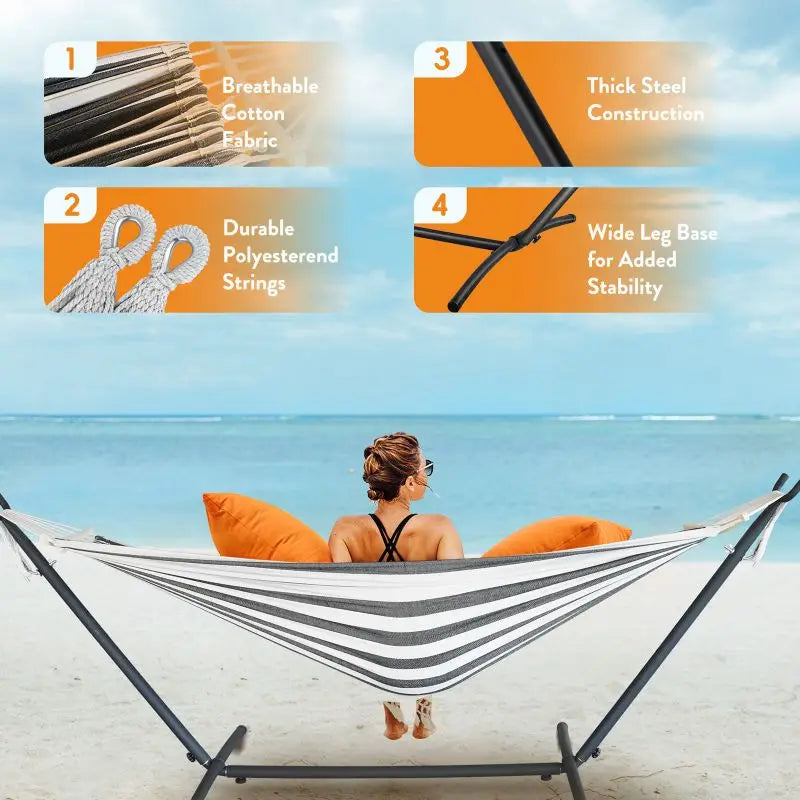 Gyroor Adjustable Stand Hammock 600lb Capacity With Storage Bag Outdoor