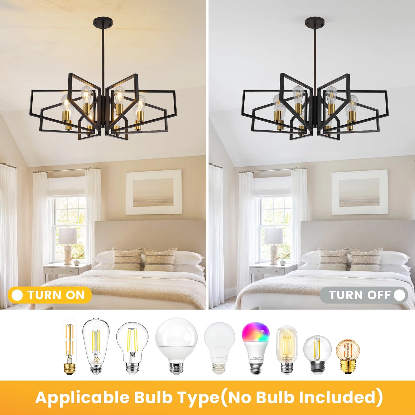 Modern 8 Light Geometric Chandelier Pendant With Adjustable Height