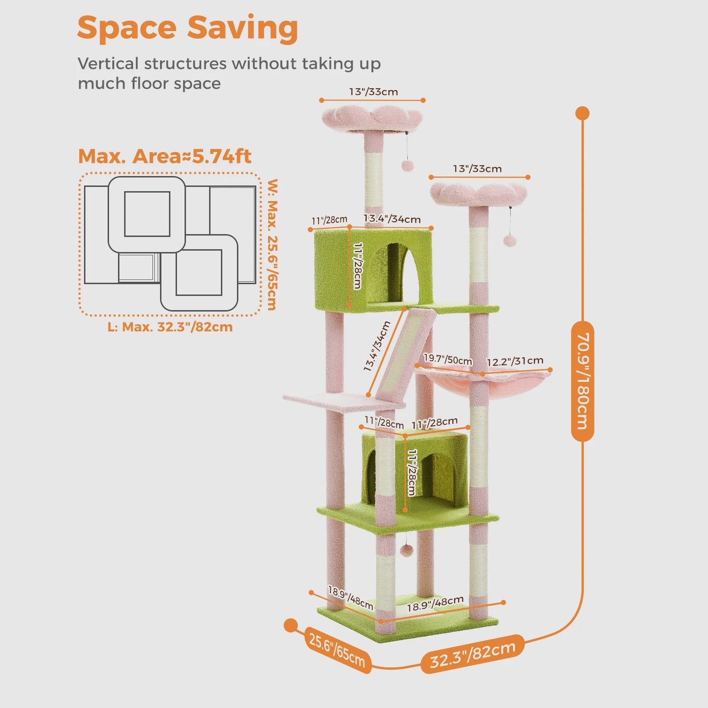 PEQULTICN Multi Level Cat Tree Tower With Condo And Hammock