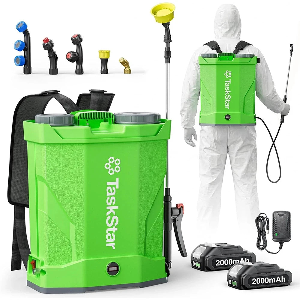 TaskStar Cordless Backpack Sprayer With Dual 2000mAh Batteries 100 PSI
