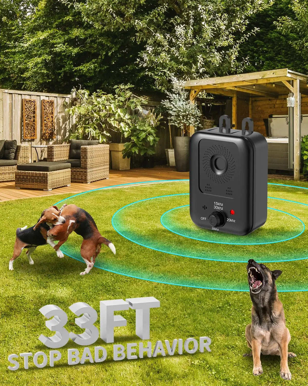 Ultrasonic Bark Deterrent For Dogs Rechargeable Indoor Outdoor Use