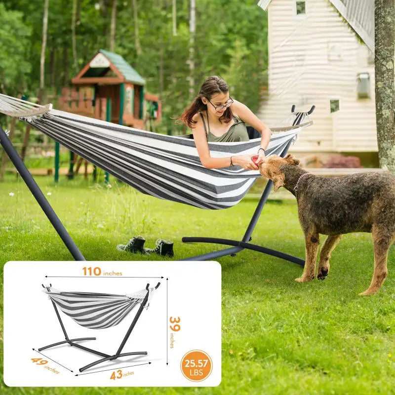 Gyroor Adjustable Stand Hammock 600lb Capacity With Storage Bag Outdoor