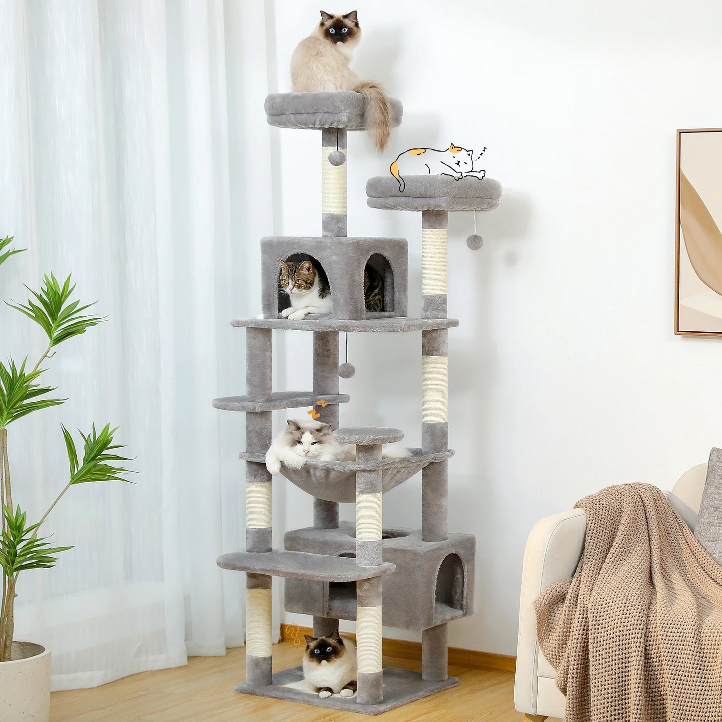 PAWZ Road Cat Tree Indoor Tower With Sisal Scratching Posts