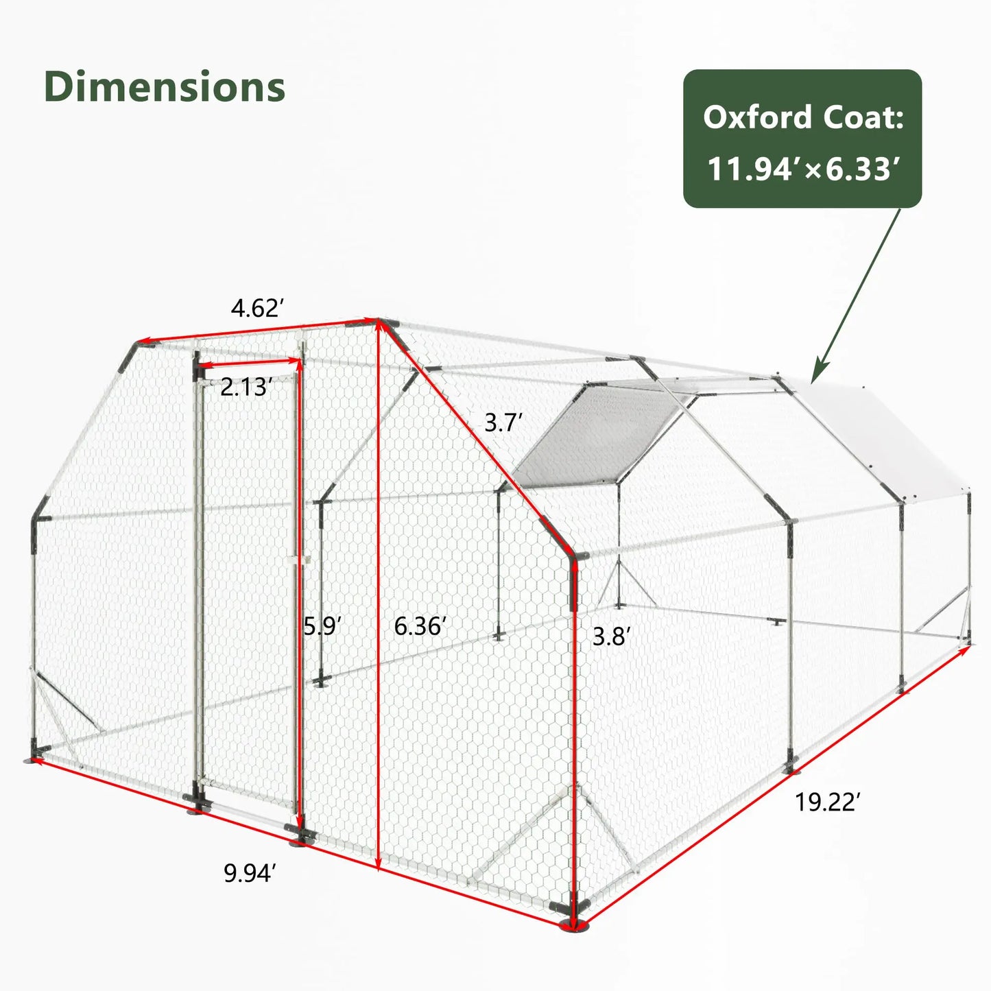 Metal Chicken Coop Walk In Poultry Cage With Lockable Door