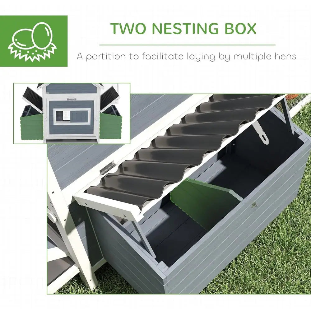 Wooden Hen House With Nesting Boxes And Long Run Cage
