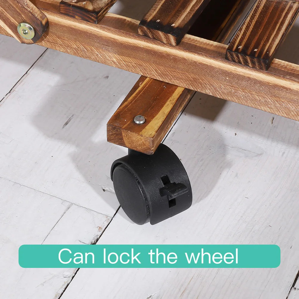 Wisfor Multi-Layer Wood Plant Stand Rack With Wheels