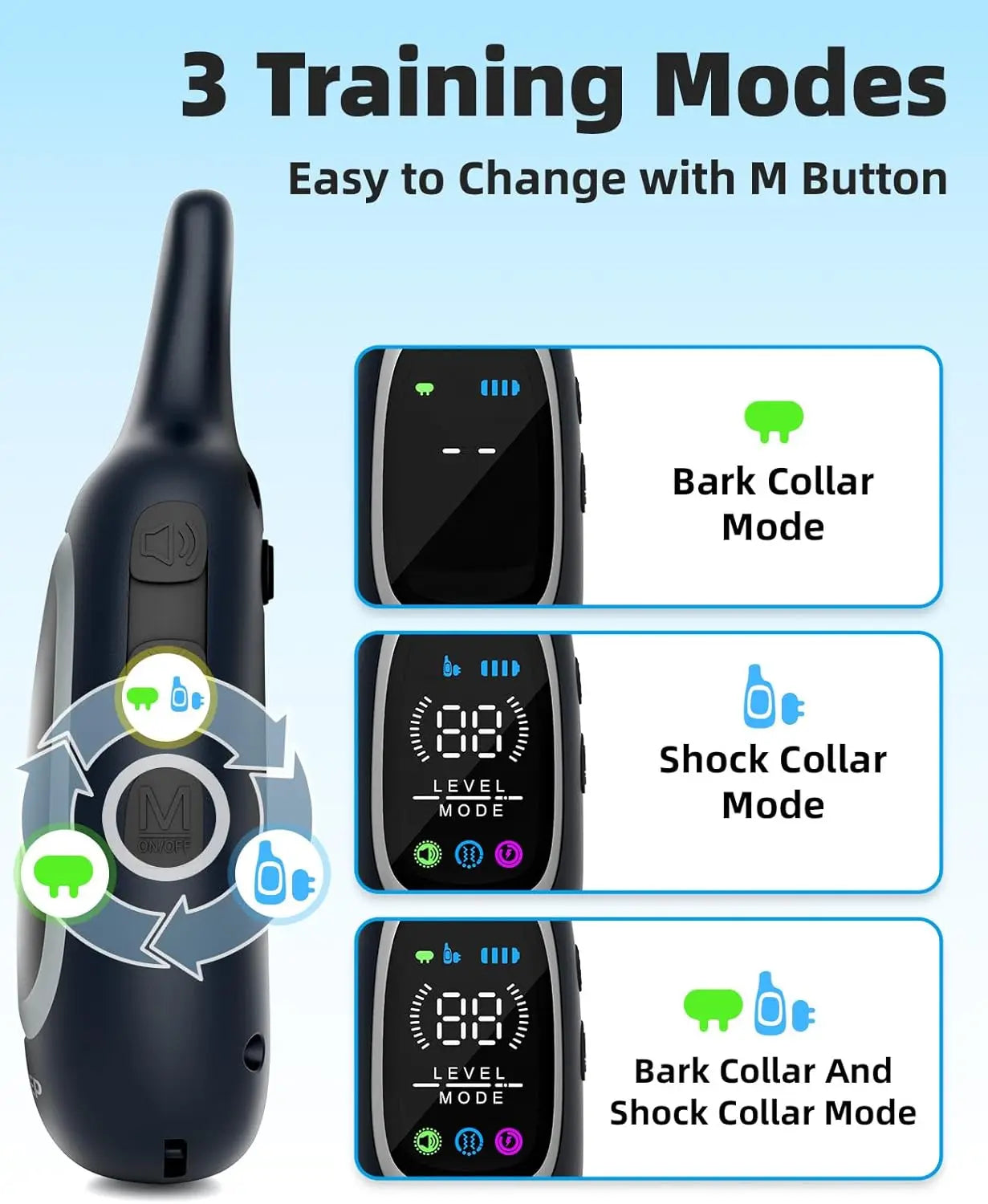 XMSJ 2 In 1 Dog Shock Bark Collar With RemoteTraining