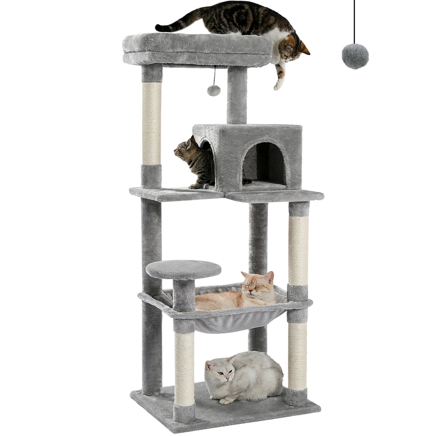 PEQULTICN Multi Level Cat Tree With Scratching Posts And Hammock