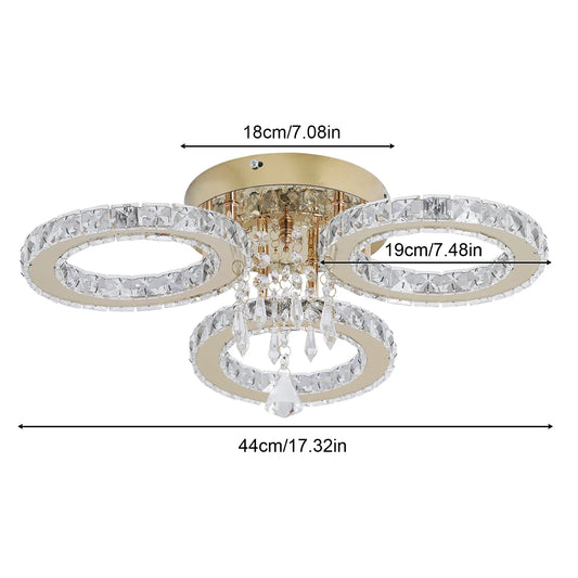 VETRULUS Crystal LED Ceiling Light Chandelier For Living Room
