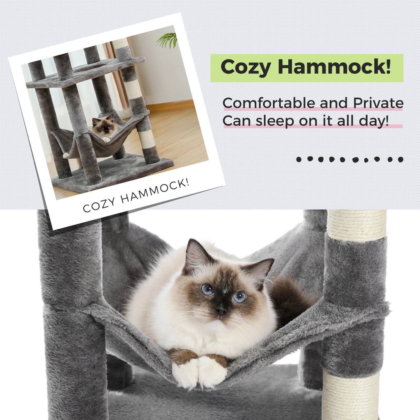 PEQULTICN Multi Level Cat Tree With Scratching Posts And Hammock