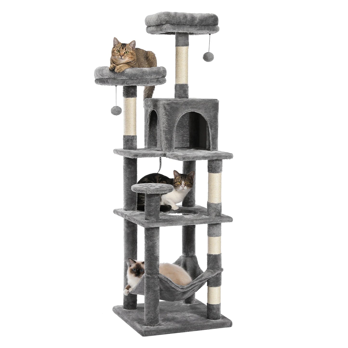 PEQULTICN Multi Level Cat Tree With Scratching Posts And Hammock