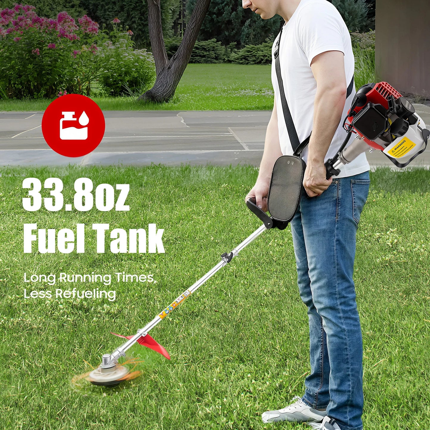Bymaocar 26cc Gas Powered Lawn Trimmer Dual Blade Weed Wacker