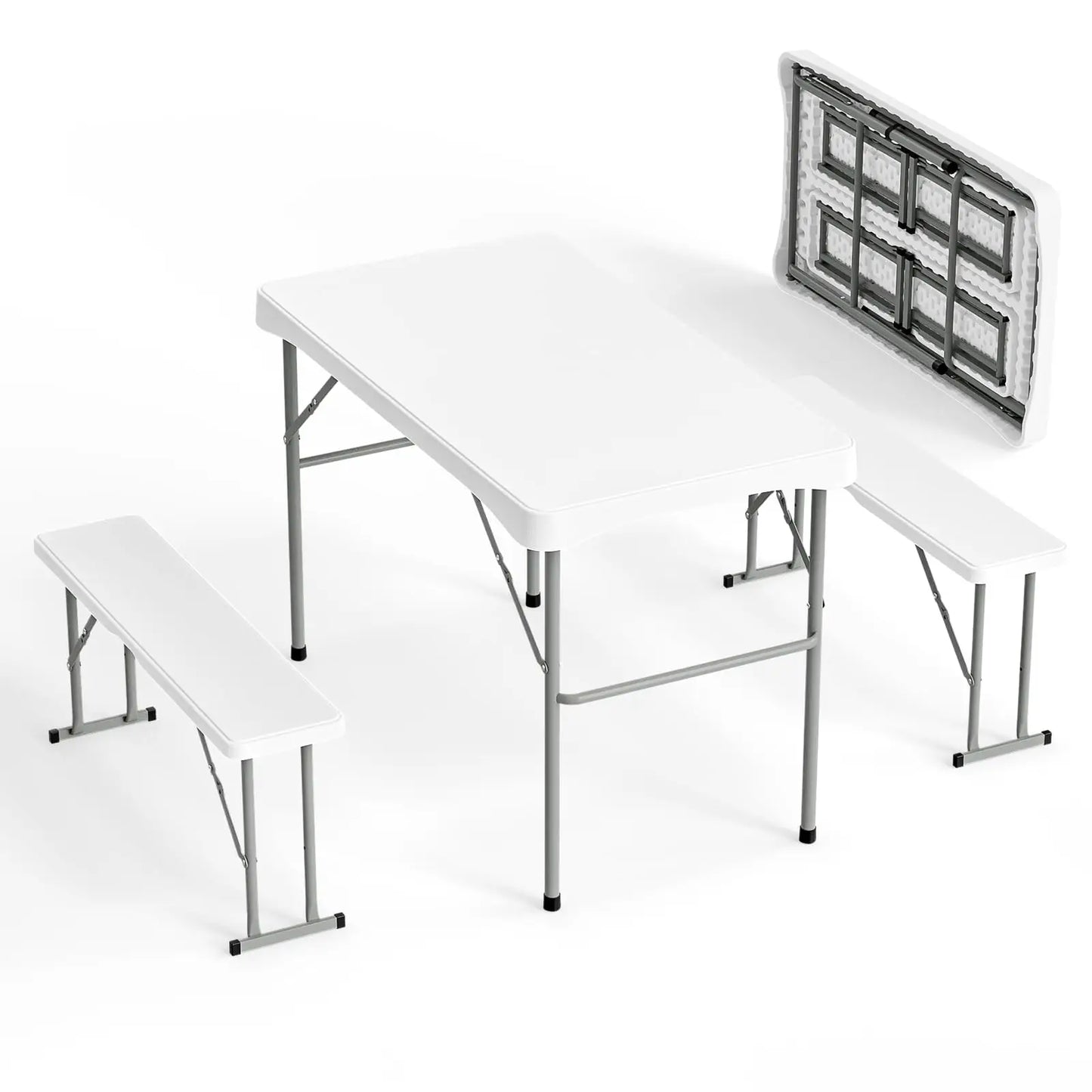 VINGLI Picnic Table Set With Benches For Indoor Outdoor Use