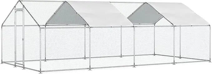Metal Chicken Coop With Run Wire Mesh Poultry Cage
