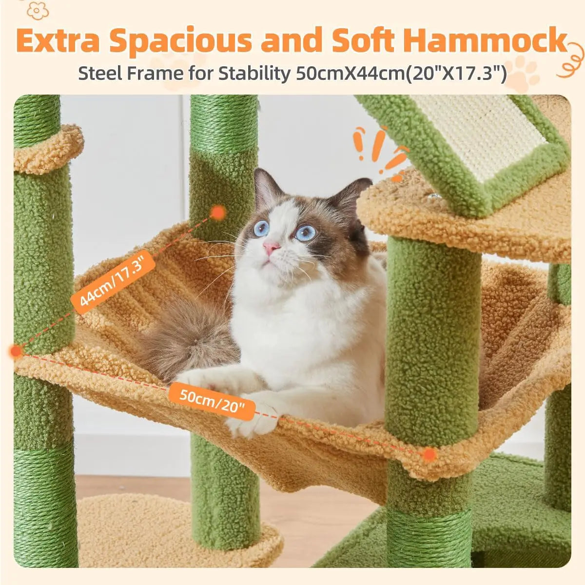 Multi Level Cat Tree With Hammock For Large Indoor Cats