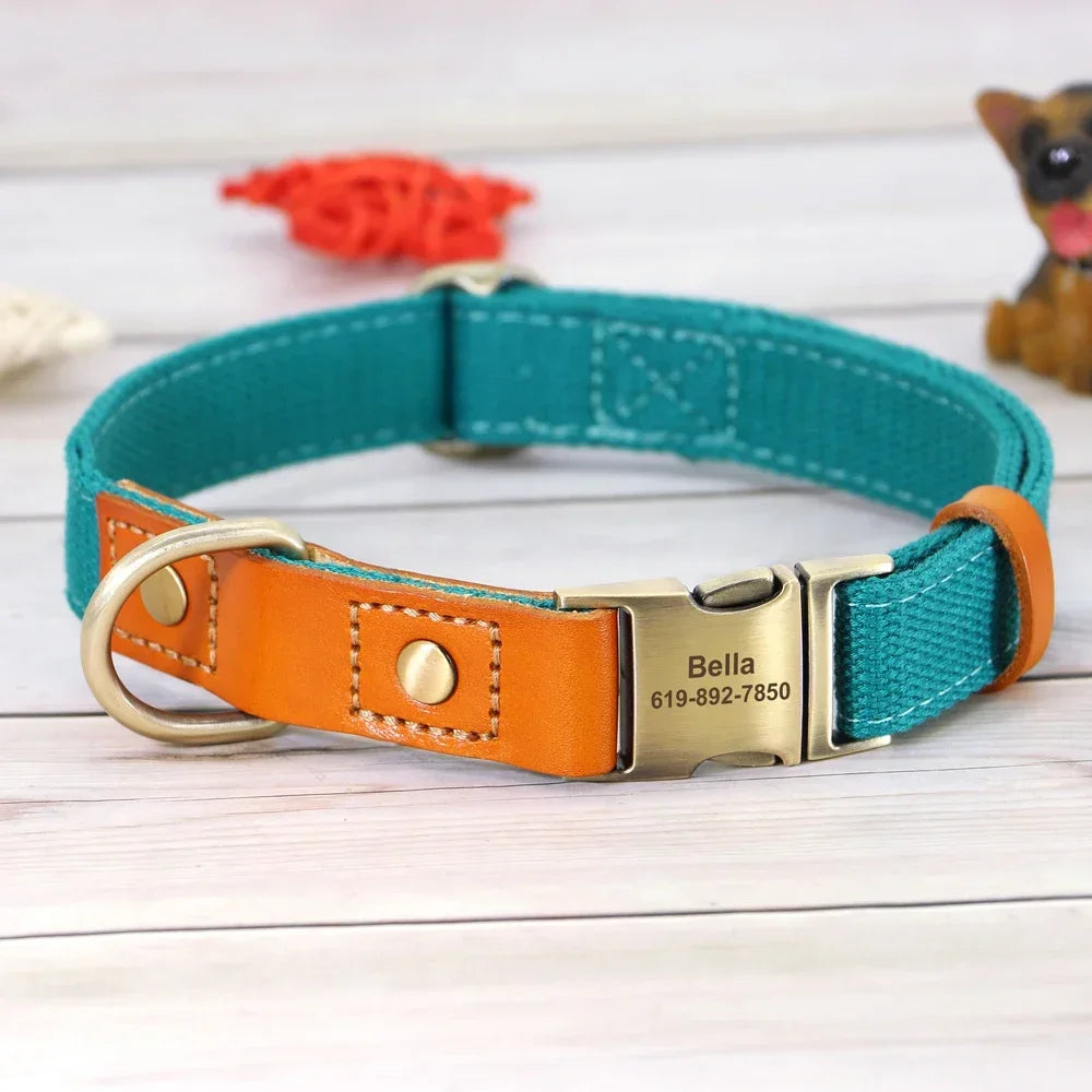 Pet Artist Personalized Nylon Dog Collar Leash Set Engraving