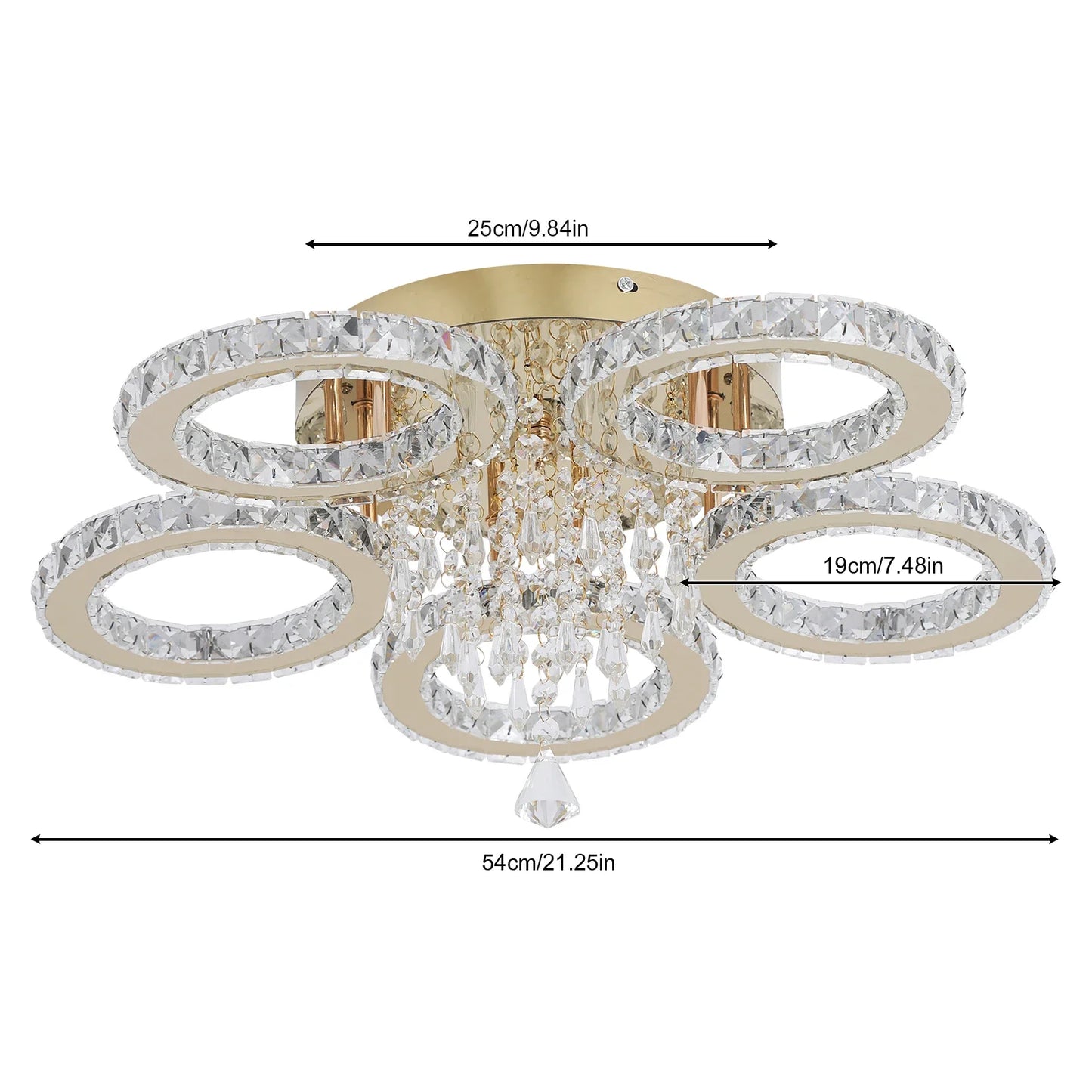 VETRULUS Crystal LED Ceiling Light Chandelier For Living Room
