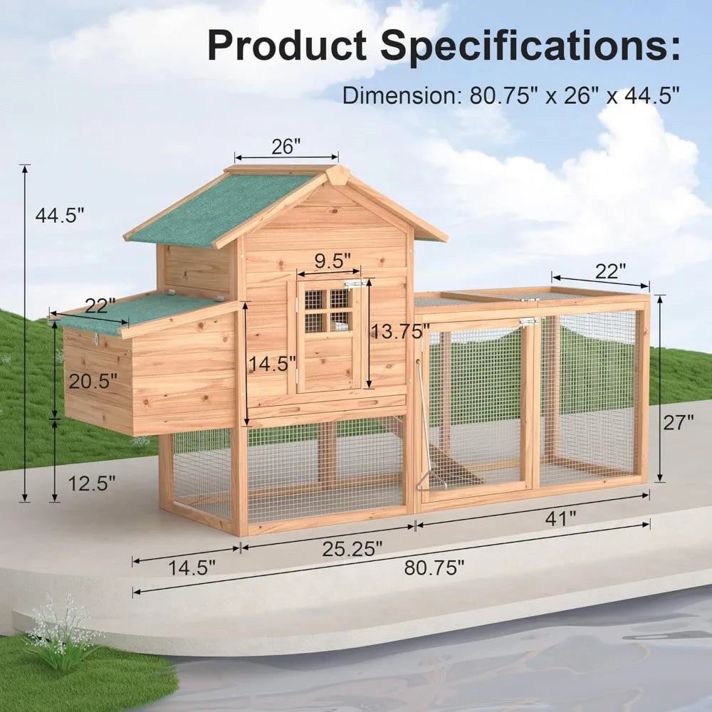 Outdoor Chicken Coop For 2-4 Chickens Wooden Hen House Roof