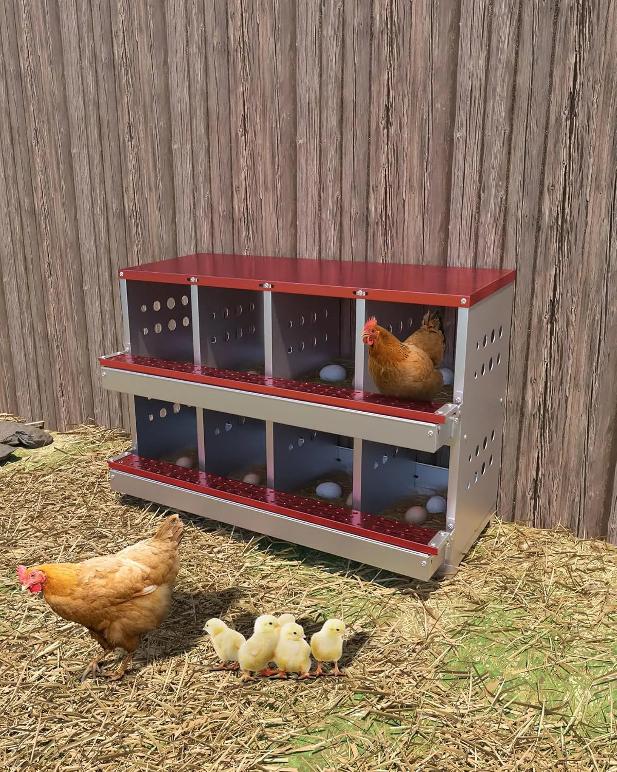 TWISTER.CK Metal Chicken Coop Nesting Box Multi Compartment Ventilated