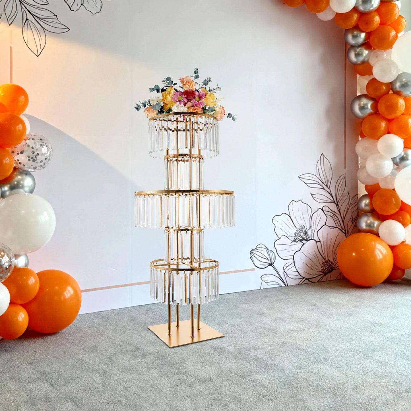 Five Tier Round Flower Stand For Wedding Centerpieces And Hotels