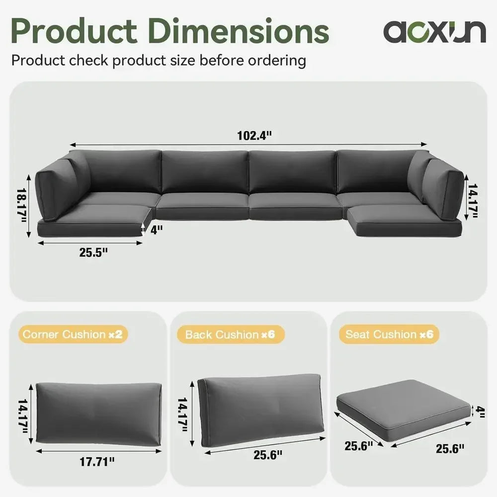 Deep Seat Outdoor Cushion Set Water Resistant For Patio Furniture
