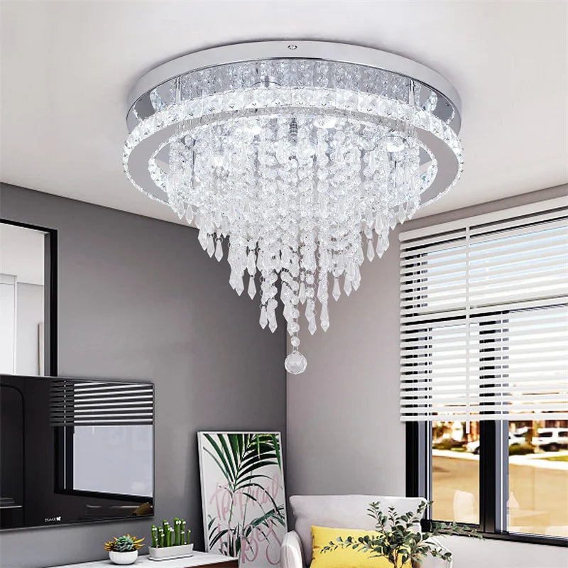 VETRULUS Crystal LED Chandelier Pendant Light With Remote Control
