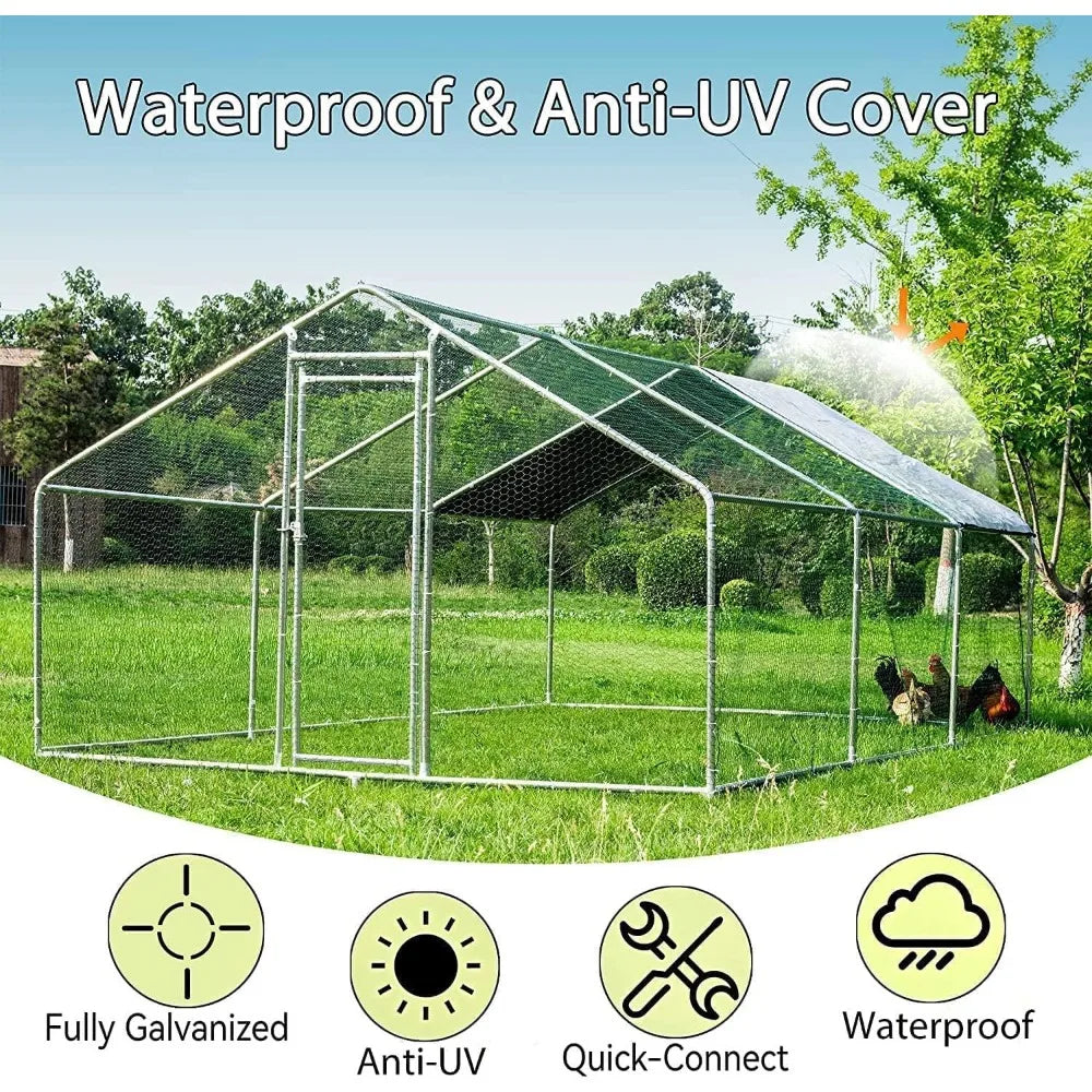 Galvanized Outdoor Chicken Coop With Run Walk In Pen