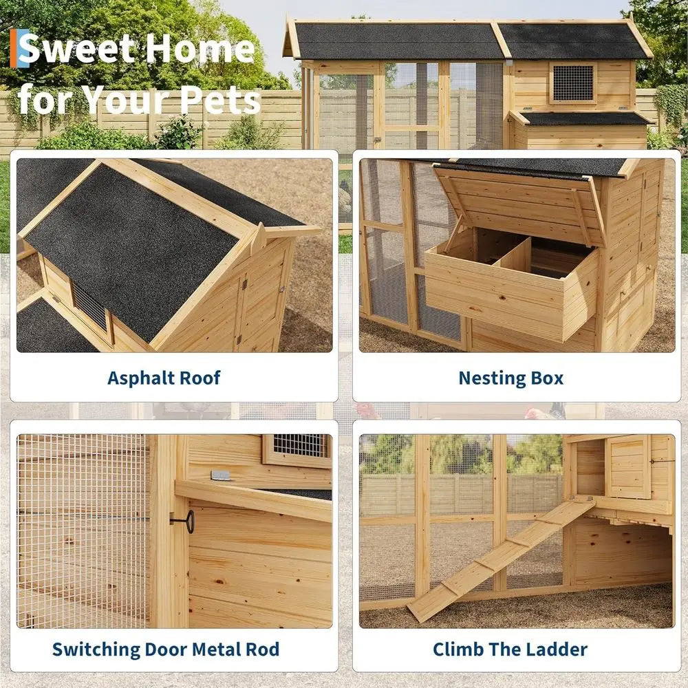 Wooden Outdoor Chicken Coop For Four To Six Chickens Nesting