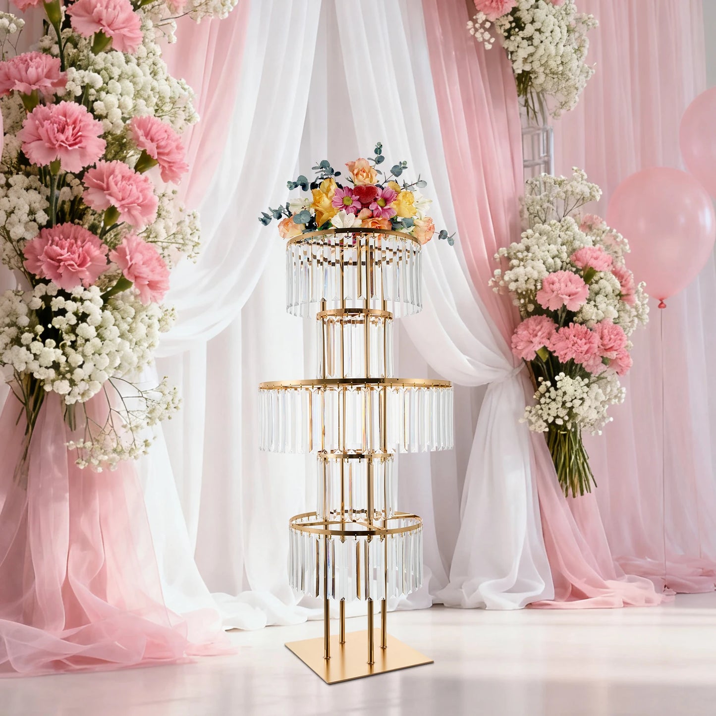 Five Tier Round Flower Stand For Wedding Centerpieces And Hotels
