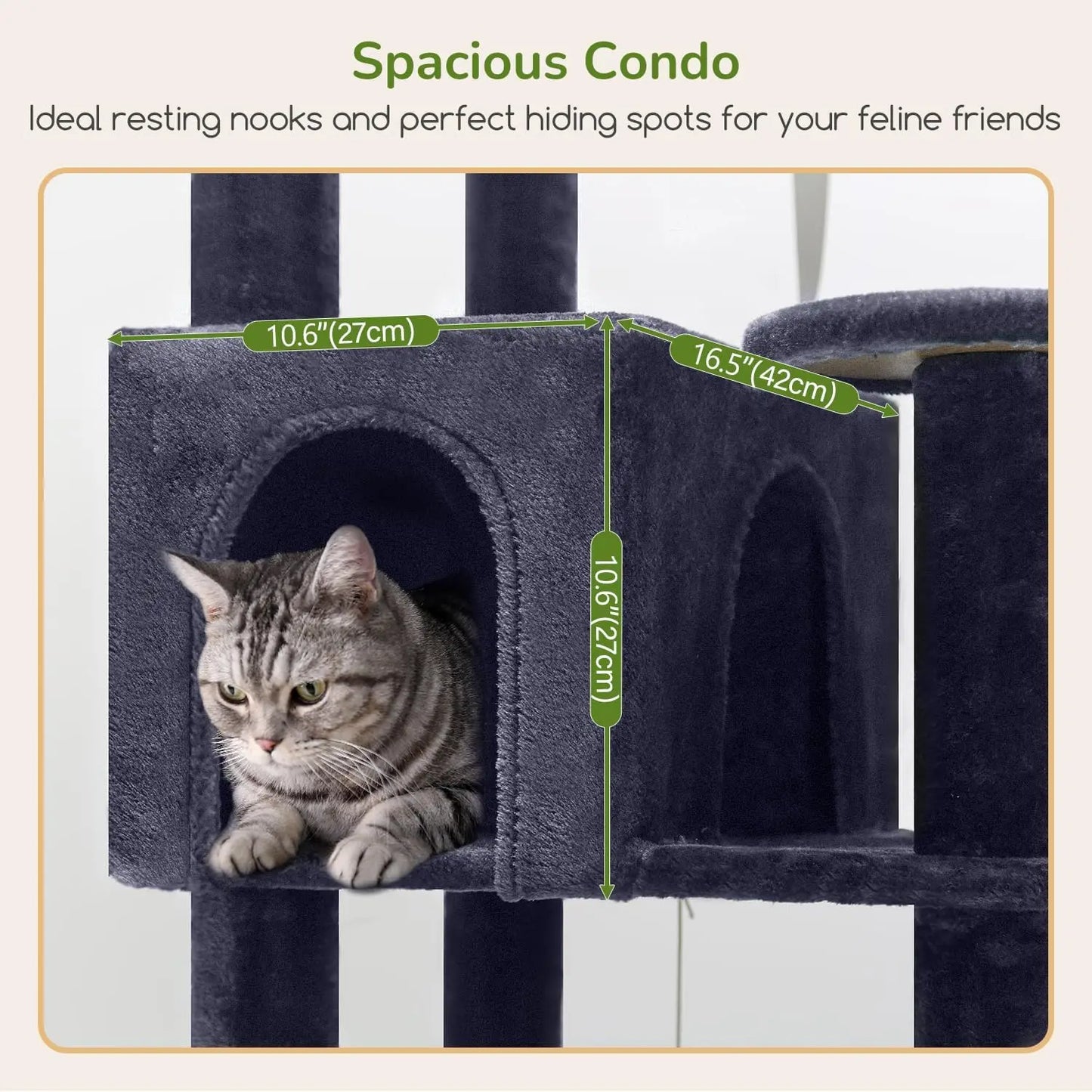 Cat Tree With Padded Perches, Scratching Posts, Hammock And Condo
