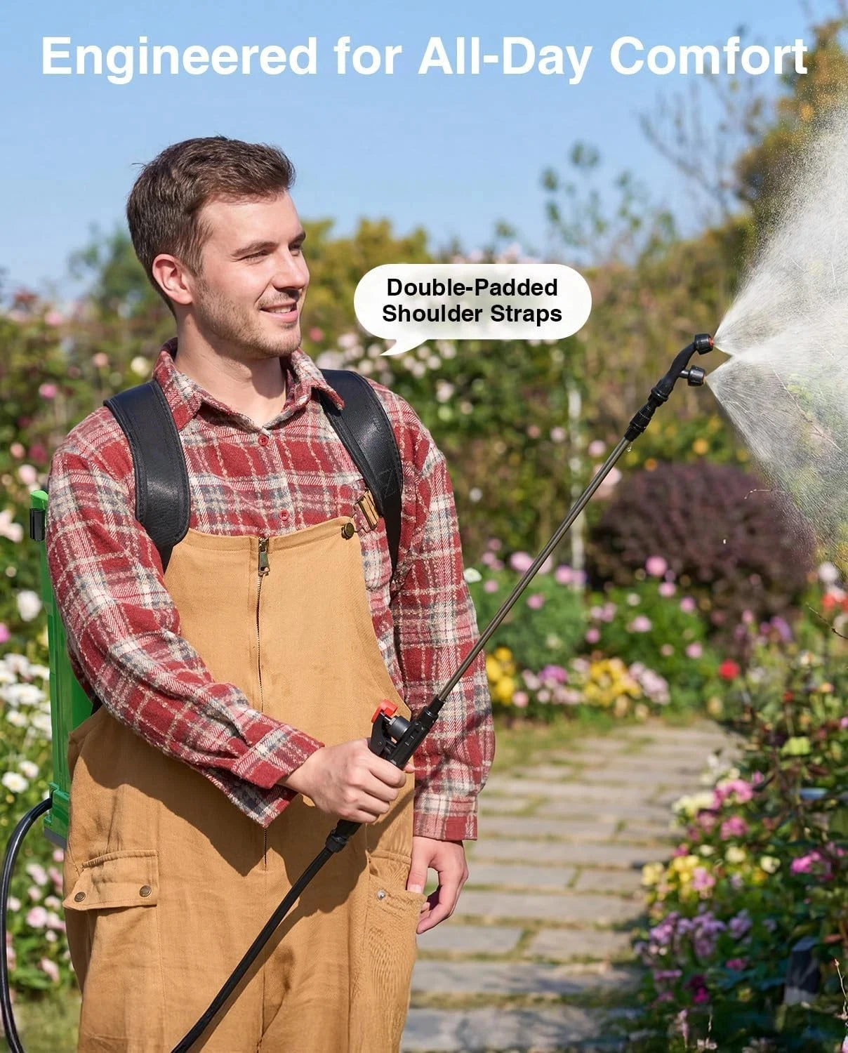 TaskStar Battery Powered Backpack Sprayer With Telescopic Wand And Nozzles