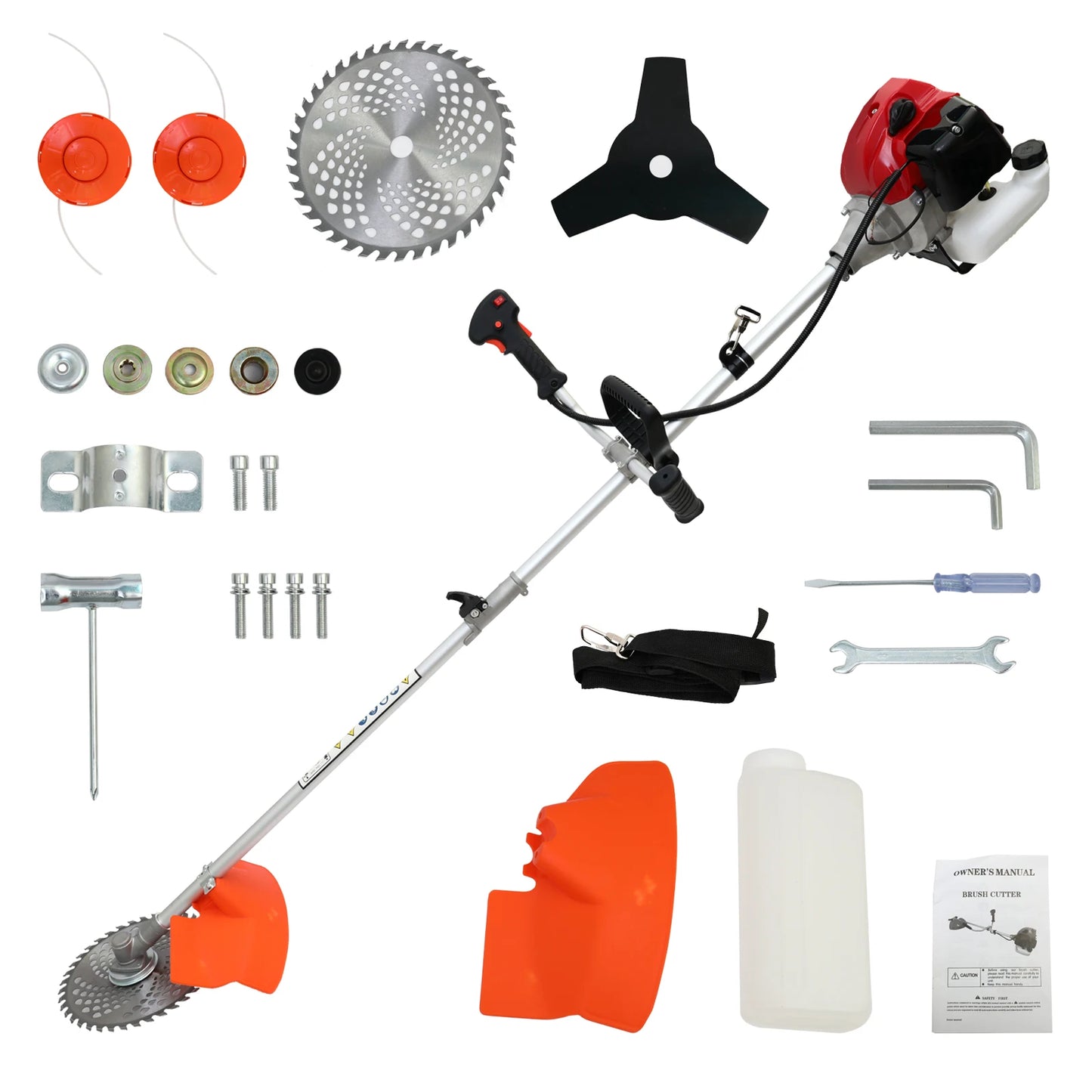 Gas Powered Weed Eater 4 Detachable Trimmer Heads Straight Shaft