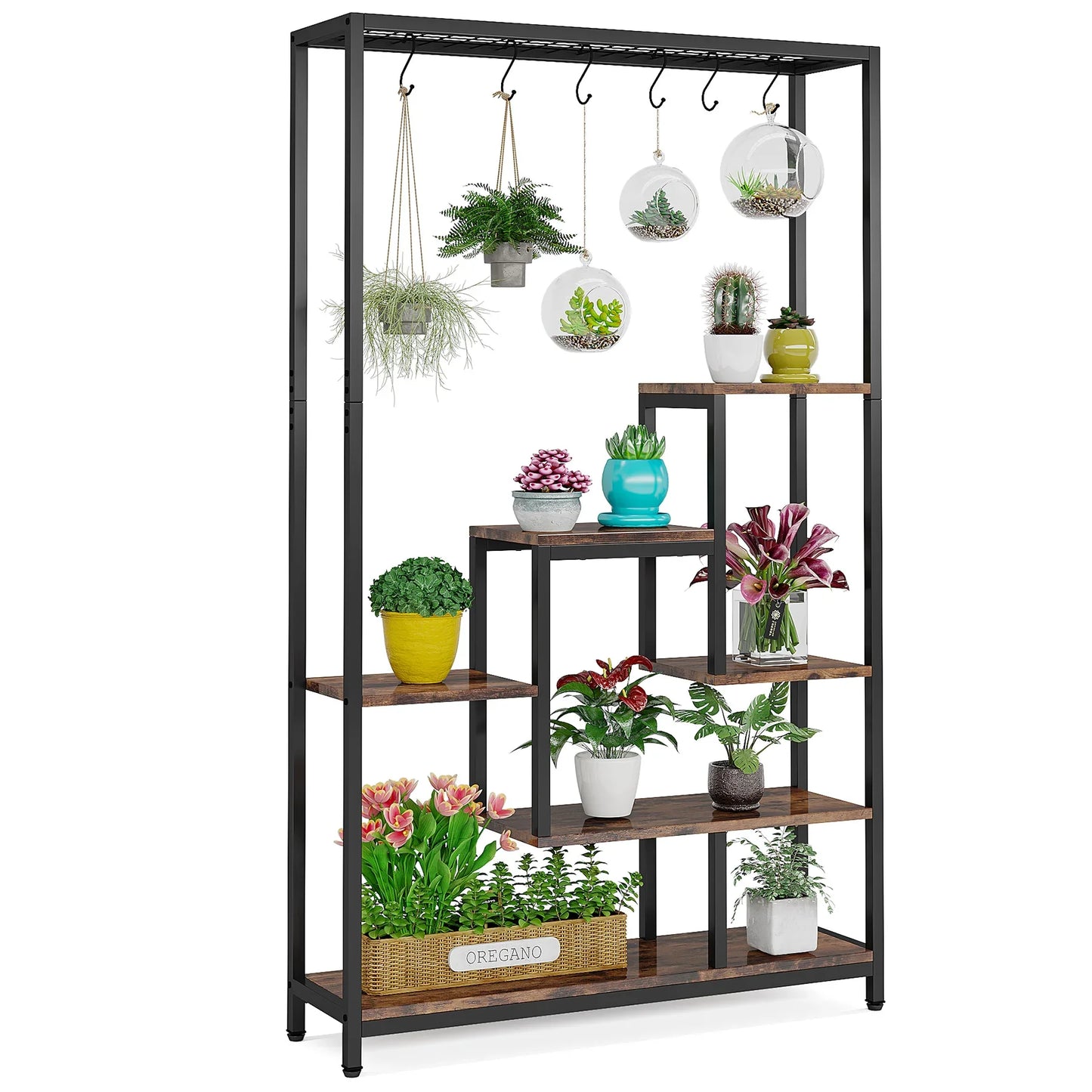 Tribesigns Five Tier Indoor Plant Stand With Hanging Hooks