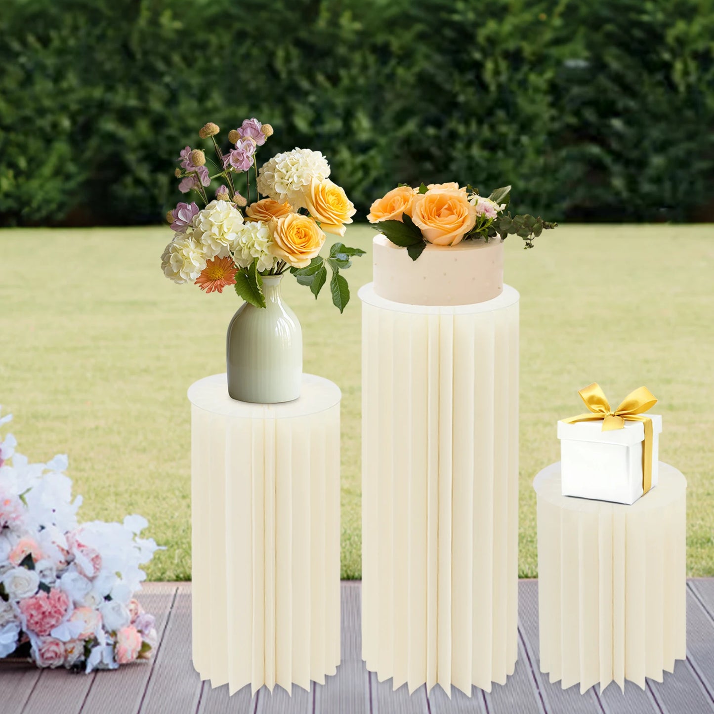 Wedding Flower Stand Cylinder Foldable Cardboard Centerpiece Display Stand