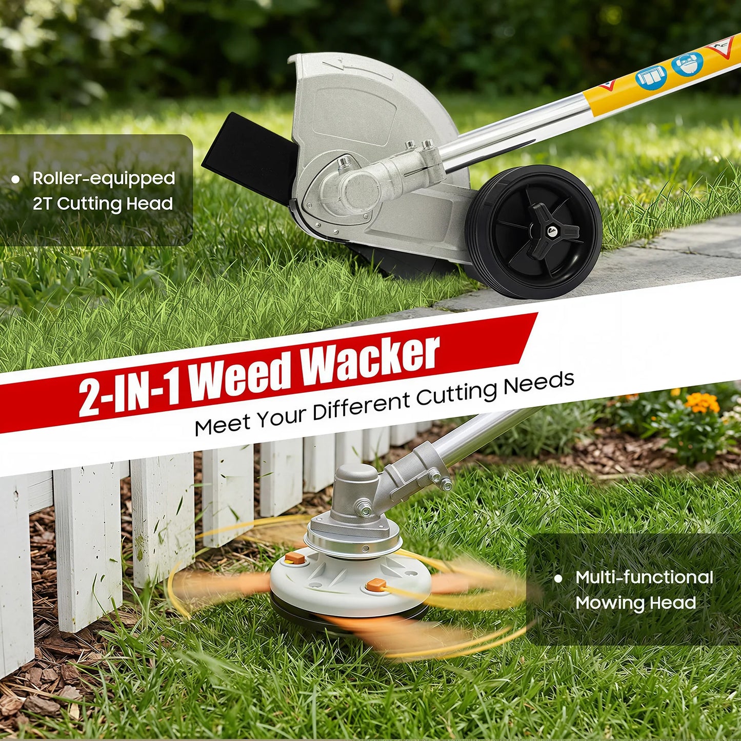 Bymaocar 26cc Gas Powered Lawn Trimmer Dual Blade Weed Wacker