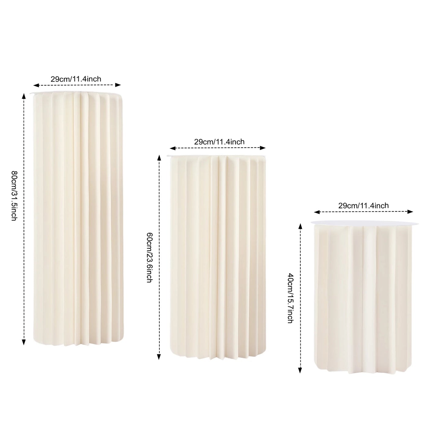 Three Piece Wedding Flower Stand Set Foldable Cardboard Dessert Centerpieces