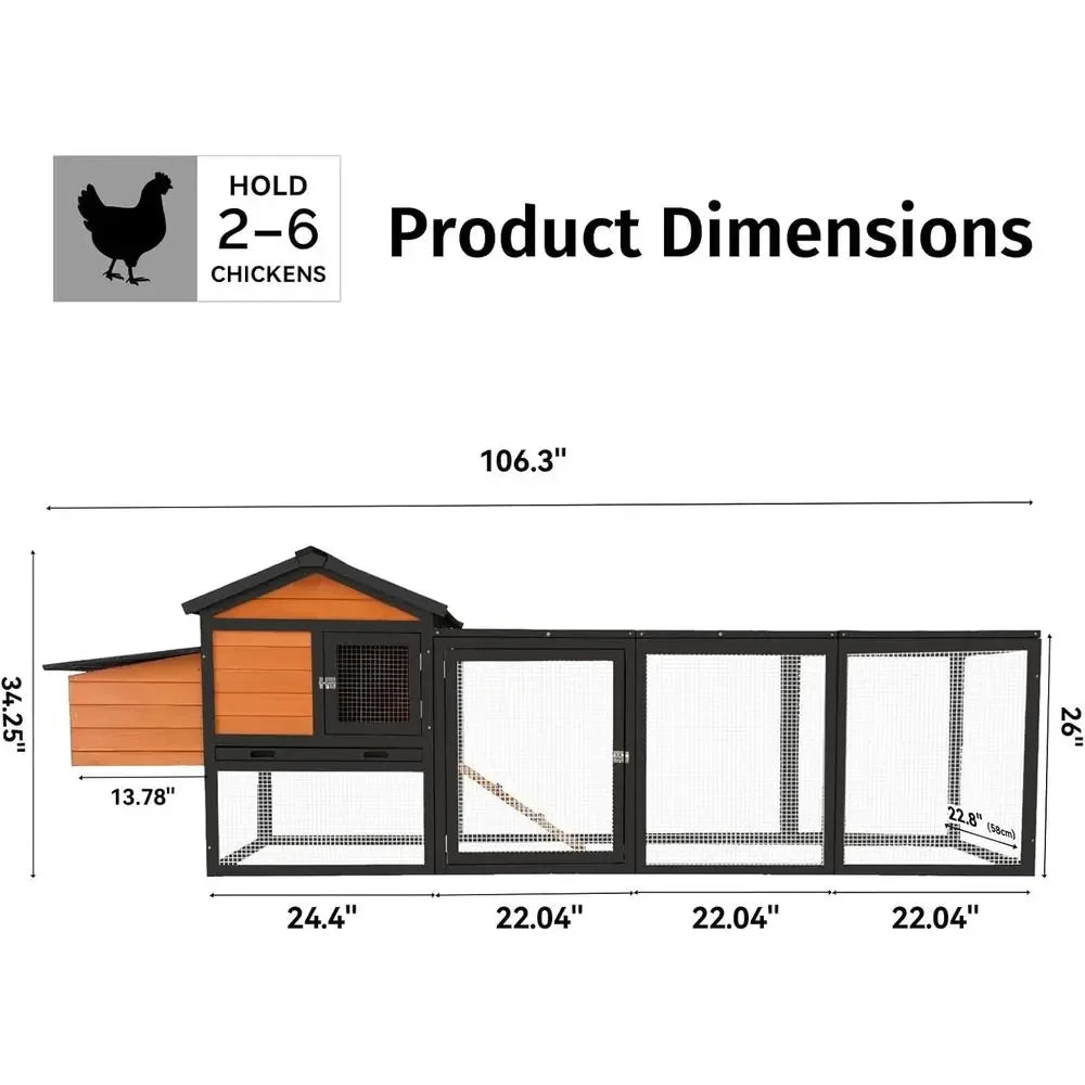 Wooden Chicken Coop With Nesting Boxes For 2 To 5 Chickens