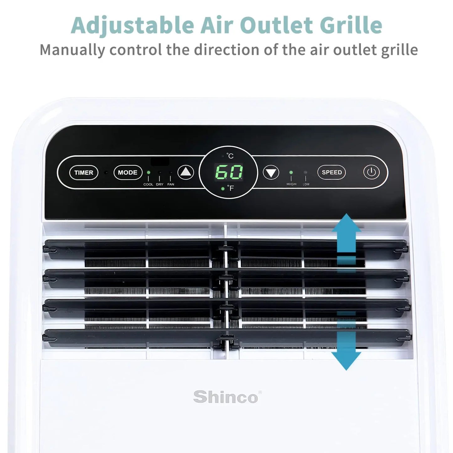 Shinco Portable Air Conditioner with Built-In Dehumidifier and Fan Modes