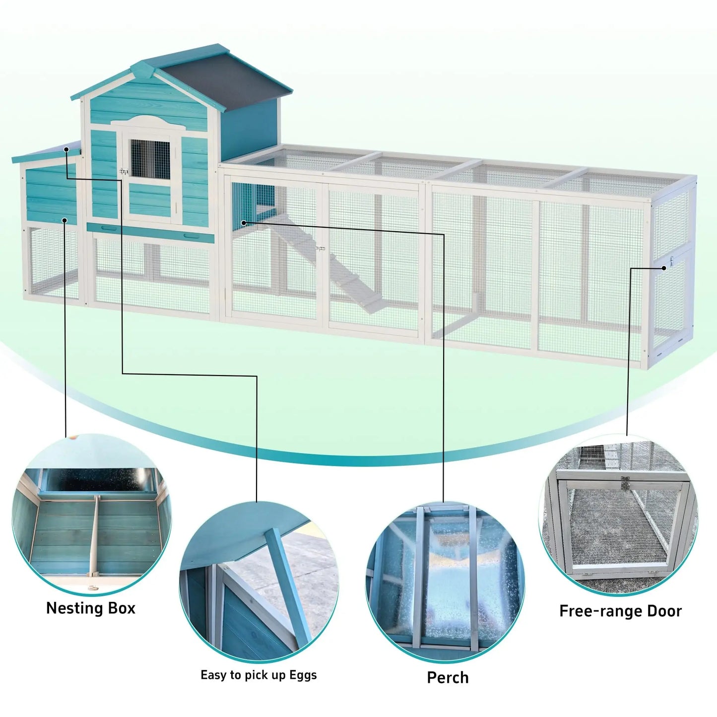 Chicken Coop Hen House With Nesting Box Free Range Door
