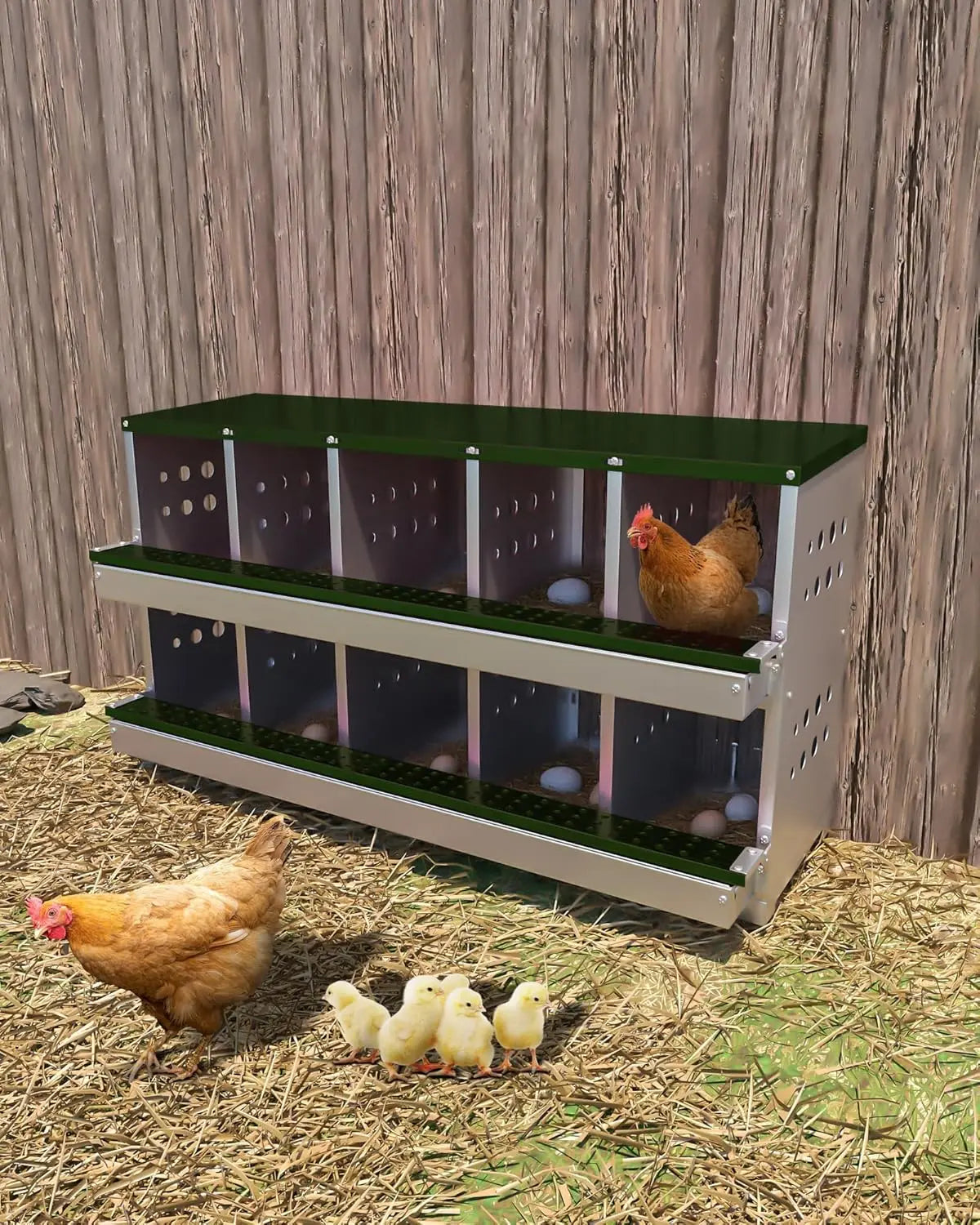 TWISTER.CK Metal Chicken Coop Nesting Box Multi Compartment Ventilated