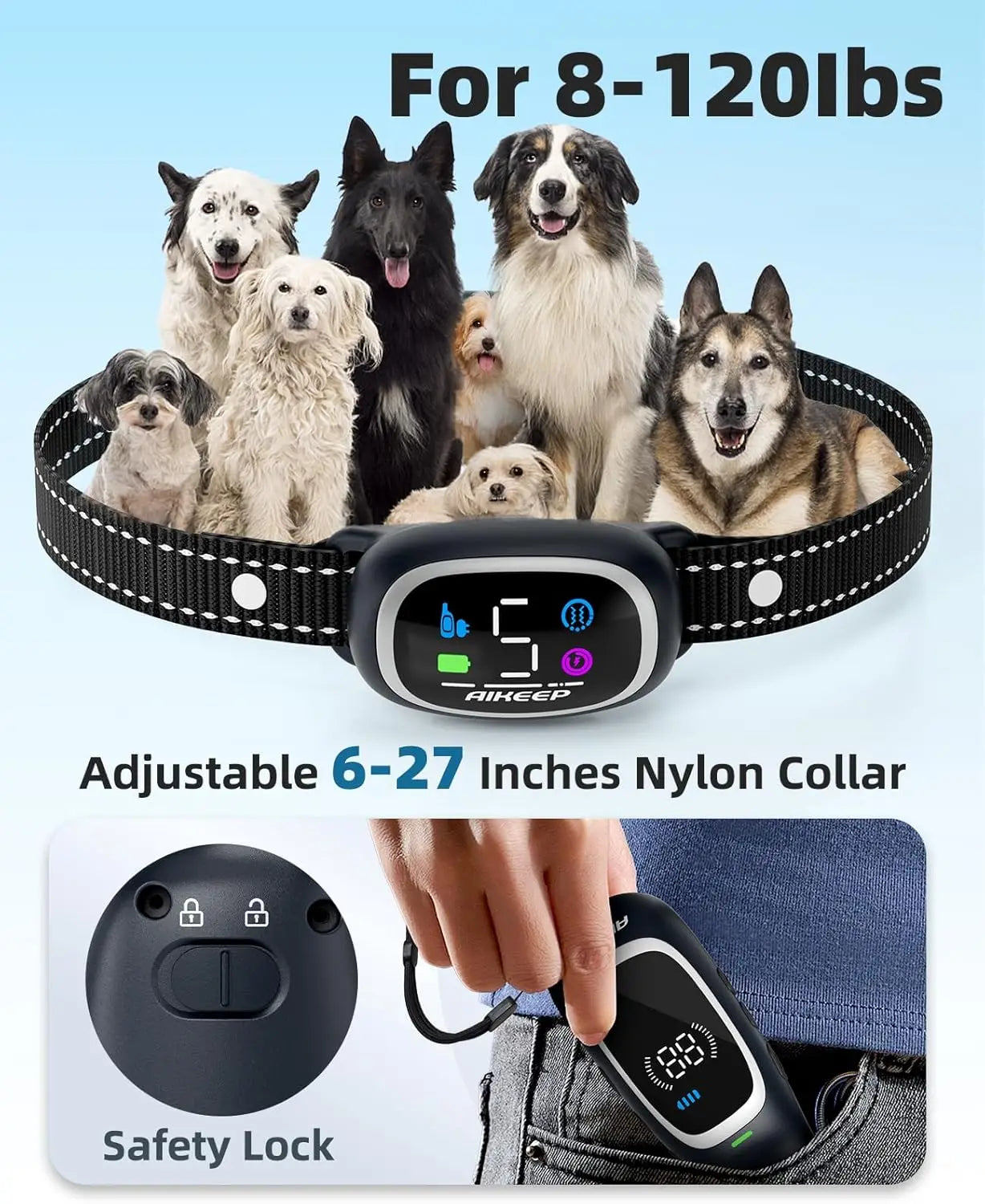 XMSJ 2 In 1 Dog Shock Bark Collar With RemoteTraining