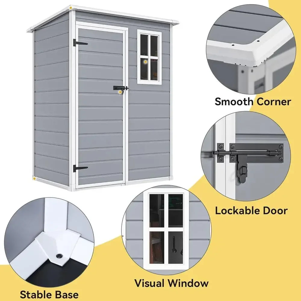 Outdoor Resin Storage Shed With Floor Waterproof Lockable
