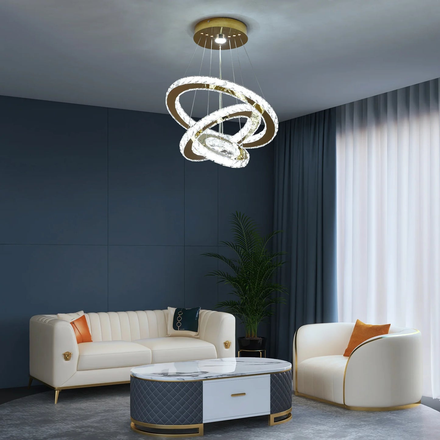 VETRULUS Crystal LED Chandelier for Hall Living Room Ceiling Light