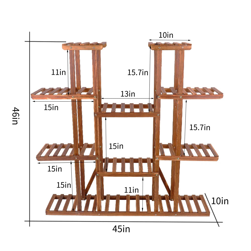 Wisfor Wooden Plant Shelf Multi Tier Flower Pot Stand Outdoor